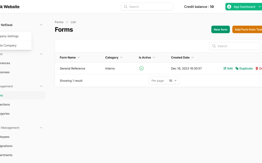 Refdesk - Automated Reference Checking Software (SaaS) Screenshot