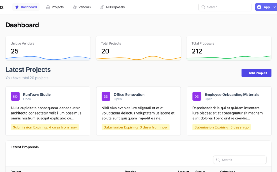 Vendex - Vendors and proposal management system