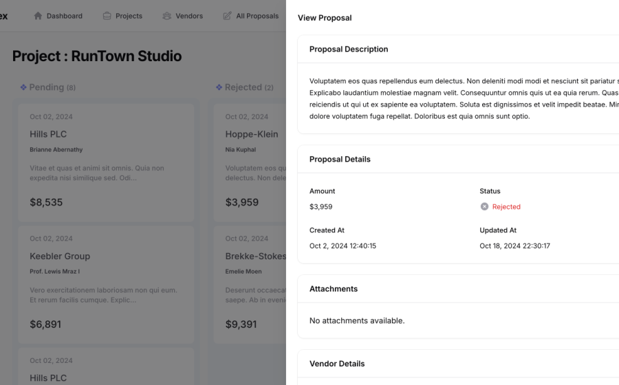 Vendex - Vendors and proposal management system