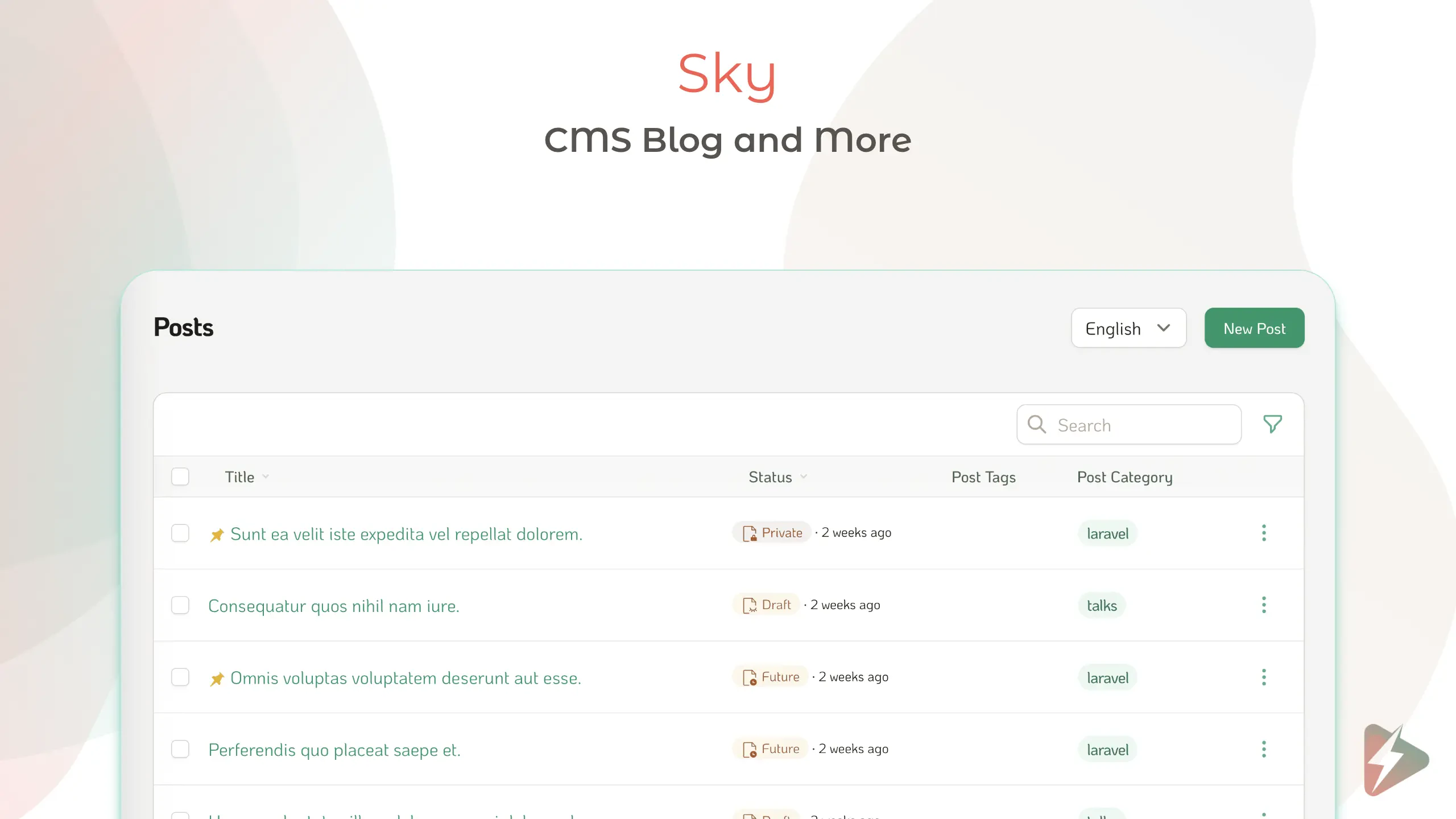 Lara Zeus Sky is simple CMS for your website